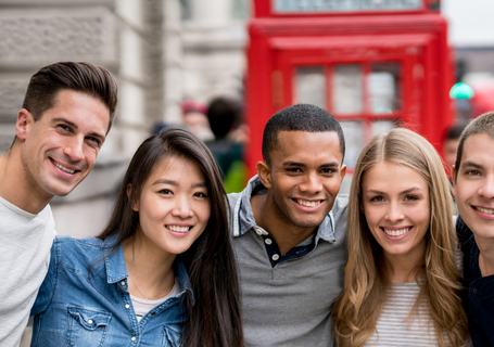 Group of travel tourists in London
