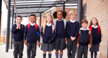 School kids lined up